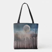 Winterbomen en een volle maan tote bag (Achterkant)