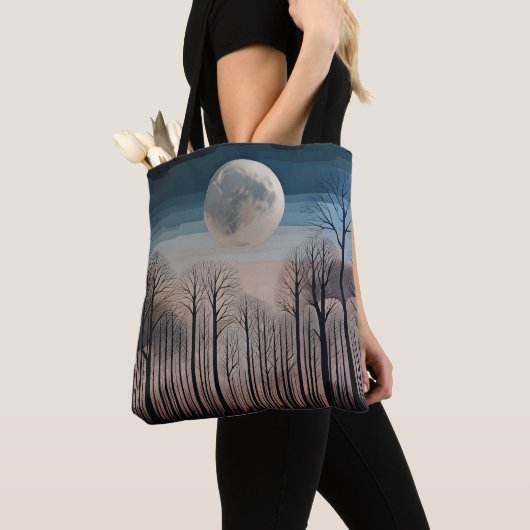 Winterbomen en een volle maan tote bag (Dichtbij)