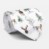 Winterbomen en kerstherten en sneeuwpatronen stropdas (Opgerold)