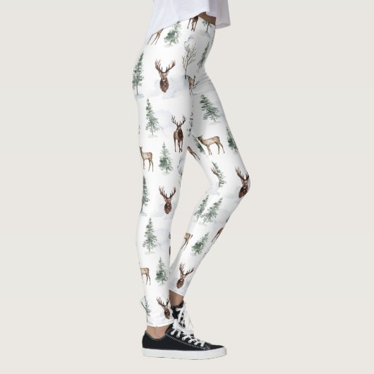 Winterbomen en Kerstmis hertenpatroon Leggings (Rechts)