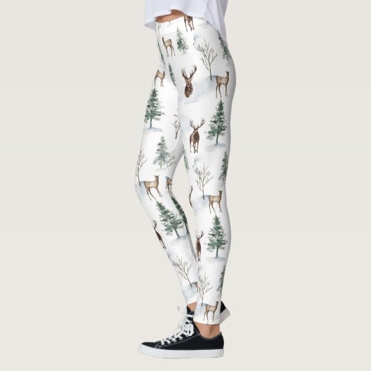 Winterbomen en Kerstmis hertenpatroon Leggings (Links)