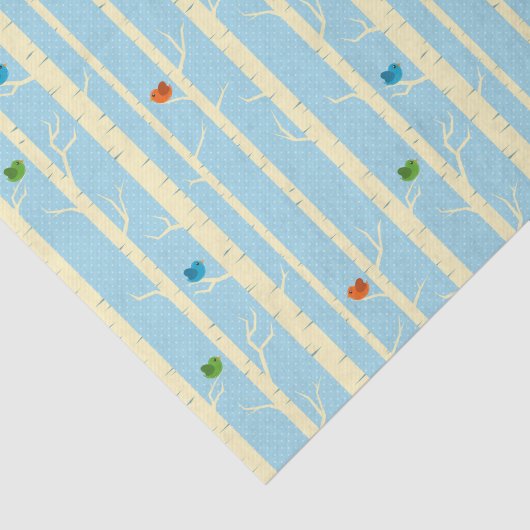 winterbomen en kleurrijke vogels tissuepapier (Detail)