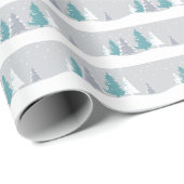 Winterbomen en Sneeuw Lichtgrijs Patroon Cadeaupapier (Rol Hoek)