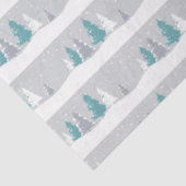 Winterbomen en Sneeuw Lichtgrijs Patroon Tissuepapier (Detail)