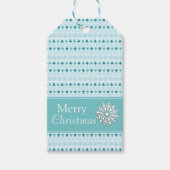 Winterbomen en sneeuwvlokken Patroonblauw Cadeaulabel (Voorkant)