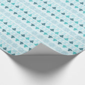 Winterbomen en sneeuwvlokken Patroonblauw Cadeaupapier (Hoek)