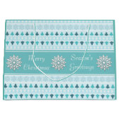 Winterbomen en sneeuwvlokken Patroonblauw Groot Cadeauzakje (Voorkant)