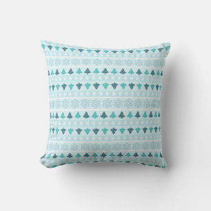 Winterbomen en Snowflake Pattern Blue Kussen