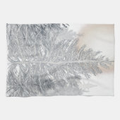 Winterbomen en zon, Frosty Black en White Theedoek (Horizontaal)