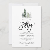 Winterbomen feestelijke 50ste verjaardag uitnodigi kaart (Voorkant)