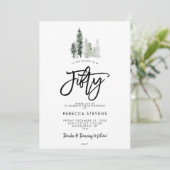 Winterbomen feestelijke 50ste verjaardag uitnodigi kaart (Staand voorkant)