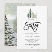 Winterbomen feestelijke 60ste verjaardag uitnodigi kaart (Voorkant / Achterkant)