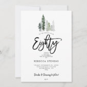 Winterbomen feestelijke 80ste verjaardag uitnodigi kaart (Voorkant)