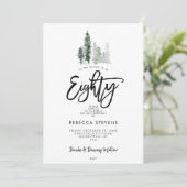 Winterbomen feestelijke 80ste verjaardag uitnodigi kaart (Staand voorkant)