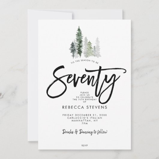 Winterbomen feestelijke uitnodiging voor 70e verja (Voorkant)