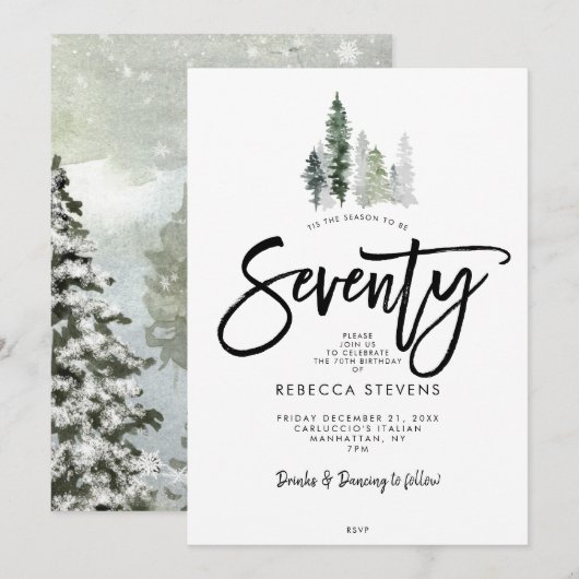 Winterbomen feestelijke uitnodiging voor 70e verja (Voorkant / Achterkant)
