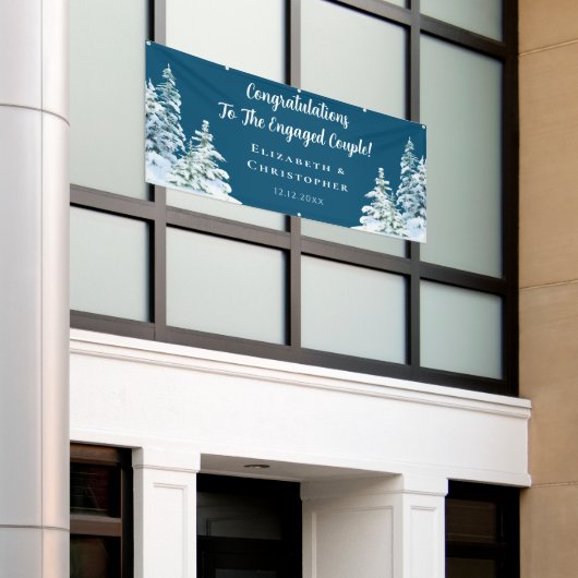 Winterbomen Felicitaties Verlovingsfeestje Spandoek (Buitenkant Gebouw)