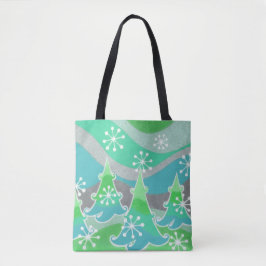 Winterbomen Groen over de hele canvas tas