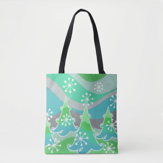 Winterbomen Groen over de hele canvas tas (Voorkant)