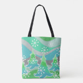 Winterbomen Groen over de hele canvas tas (Achterkant)