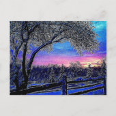Winterbomen Impressionisme Sunrise Landschap Briefkaart (Voorkant)