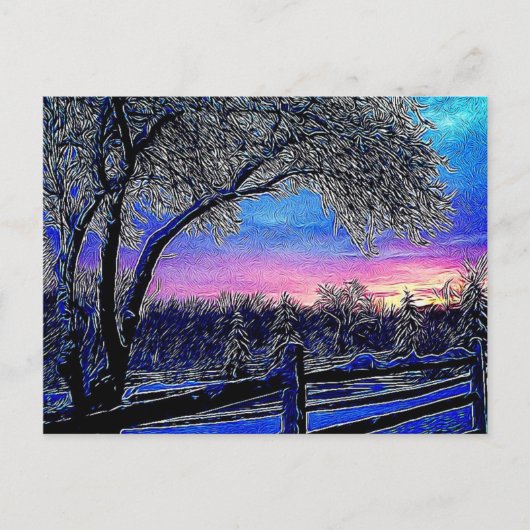 Winterbomen Impressionisme Sunrise Landschap Briefkaart (Voorkant)