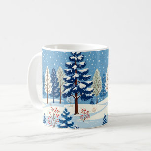 Winterbomen in de sneeuw koffiemok