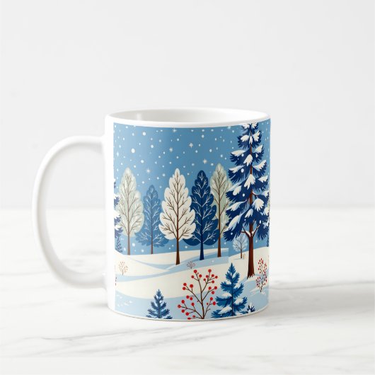 Winterbomen in de sneeuw koffiemok (Links)