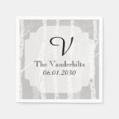 Winterbomen in grijs monogram bruiloft servetten (Voorkant)