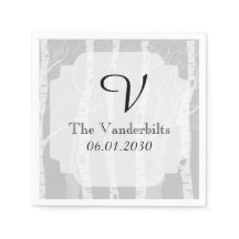 Winterbomen in grijs monogram bruiloft