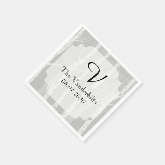 Winterbomen in grijs monogram bruiloft servetten (Hoek)