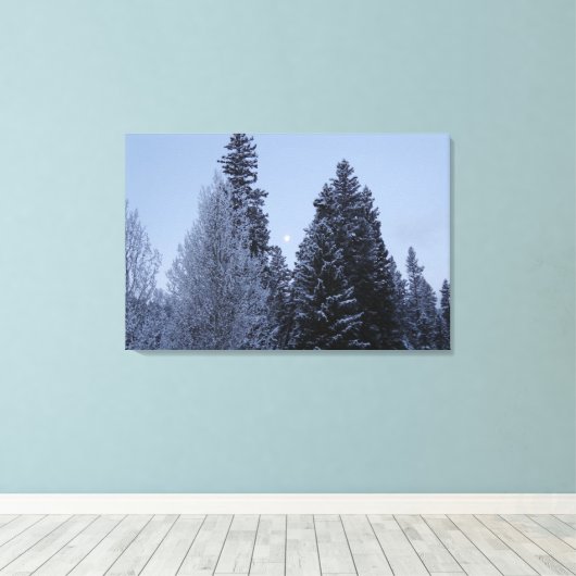 Winterbomen in het landschap van Dawn Montana Canvas Afdruk (Insitu (Houten vloer))