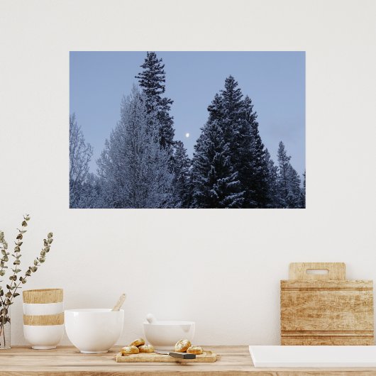 Winterbomen in het landschap van Dawn Montana Poster (Keuken)