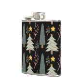 Winterbomen Kerstbos Patroon Zwart Groen Heupfles (Links)