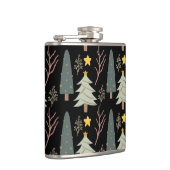 Winterbomen Kerstbos Patroon Zwart Groen Heupfles (Rechts)