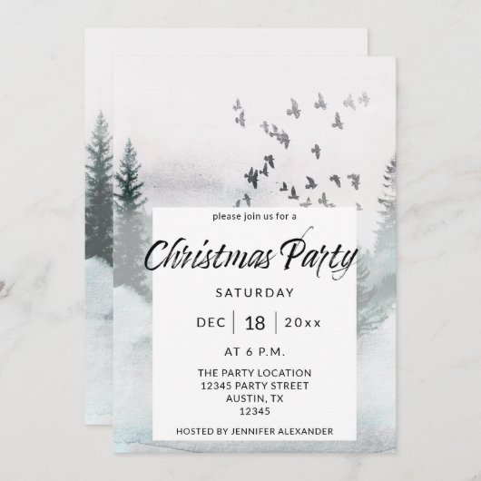 Winterbomen kerstfeest kaart (Voorkant / Achterkant)