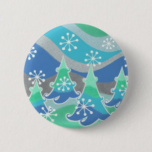 Winterbomen knopbadge ronde button 5,7 cm