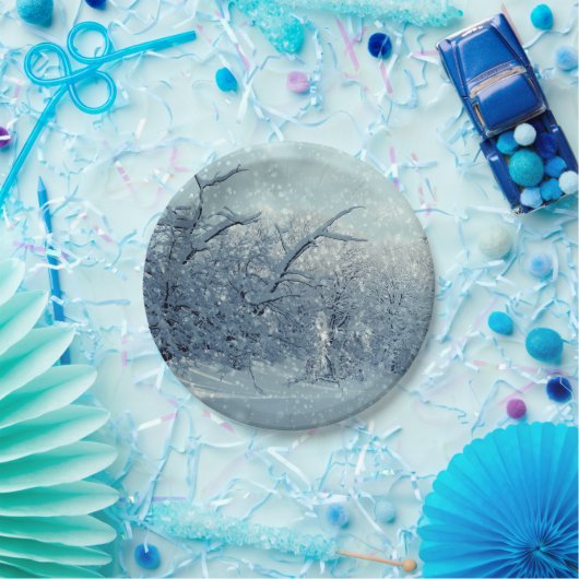 Winterbomen Landschap Papieren Bordje (Feest)