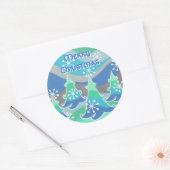 Winterbomen met de rondsticker "Merry Kerstmis" Ronde Sticker (Envelop)