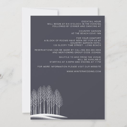 Winterbomen met Details Bruiloft Uitnodiging (Achterkant)