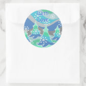 Winterbomen "met liefde", ronde sticker (Tas)