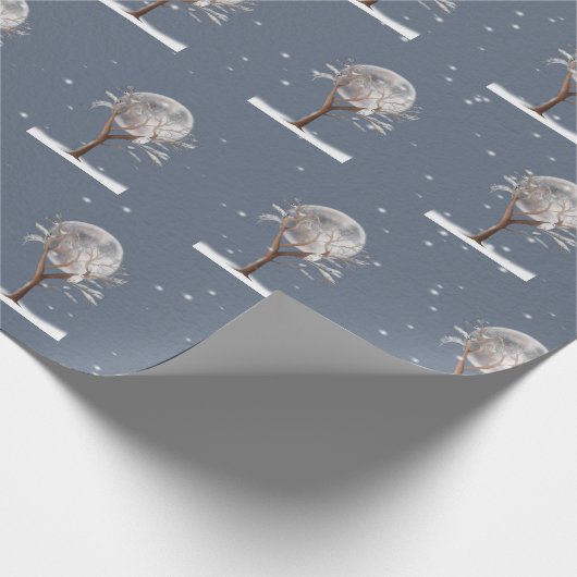 Winterbomen met maan en hol cadeaupapier (Hoek)