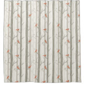 Winterbomen met rode kardinalen douchegordijn (Voorkant)