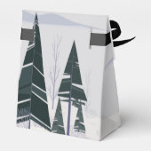 Winterbomen Modern Besneeuwd Bos Vakantiefeestje Bedankdoosjes (Achterkant)
