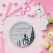 Winterbomen Moderne Sneeuwbos Huwelijk Papieren Bordje (Feest)