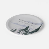 Winterbomen Moderne Sneeuwbos Huwelijk Papieren Bordje (Gekanteld)