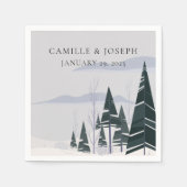 Winterbomen Moderne Sneeuwbos Huwelijk Servet (Voorkant)