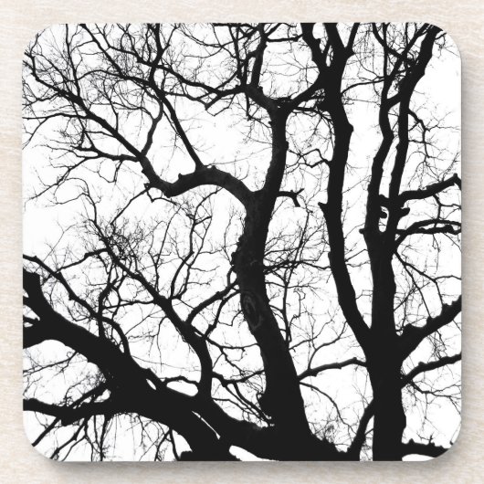 Winterbomen onderzetter zwart-wit fotografie (Voorkant)