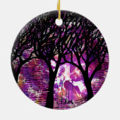 Winterbomen over alcoholinkt Achtergrond Keramisch Ornament (Achterkant)
