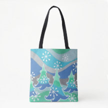 Winterbomen over de canvas tas